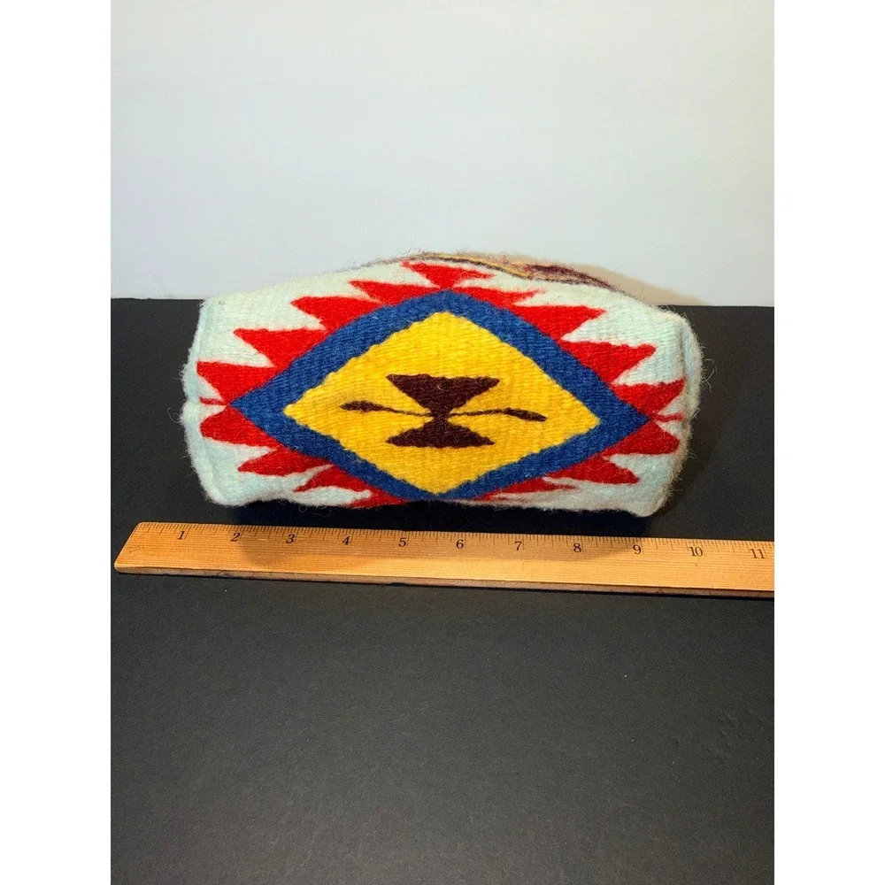Manos Zapotecas Wool Handwoven Aztec Cosmetic Clutch Bag Geometric Pouch Mexico